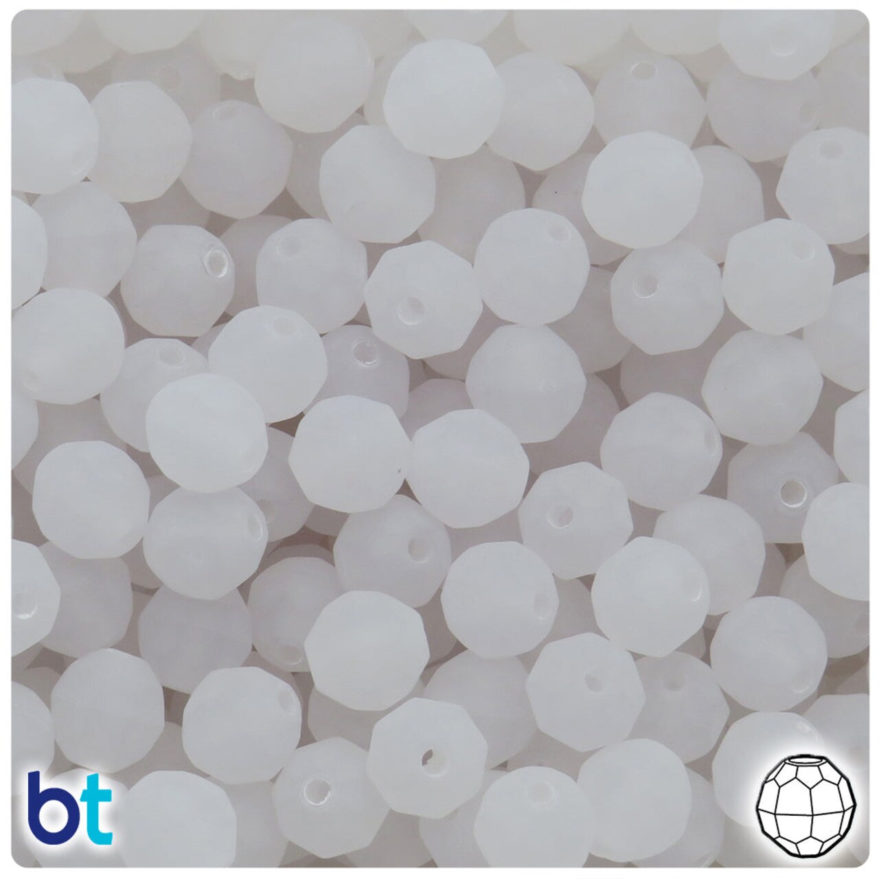 BeadTin Ice Frosted 10mm Faceted Round Plastic Craft Beads (225pcs)